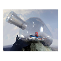 A Robot in a Bottle Postcard