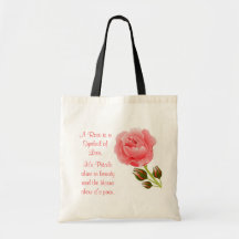 A Rose is the Symbol of Love  Pink Rose Tote Bag