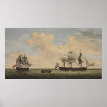 A Royal Navy 14-gun brig accepting the surrender . Posters