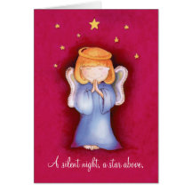 A silent night christmas angel greeting card red