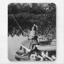A Slight Nibble - Vintage 1906 Stereoview B&W Mousepad