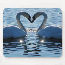 A Swan Heart Kiss, Reflections of Love Mousepad