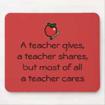 A teacher cares-red mouse mats