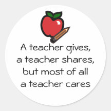 A teacher cares round stickers