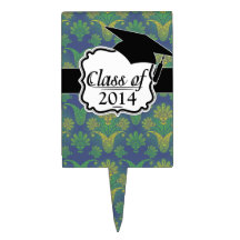 a touch of peacock damask design 2 rectangular cake topper