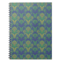a touch of peacock damask design 2 spiral note books