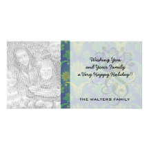 a touch of peacock damask design 2 photo card template