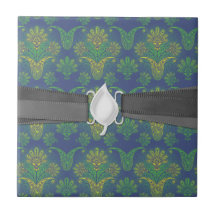 a touch of peacock damask design 2 tiles