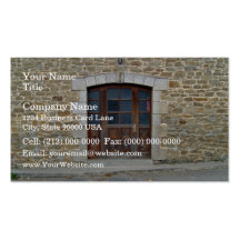 A vintage door and window  in stone wall business cards