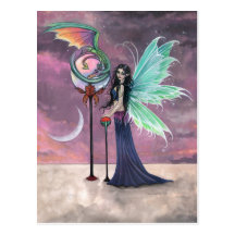 A Vivid Dream Fairy and Dragon Postcard