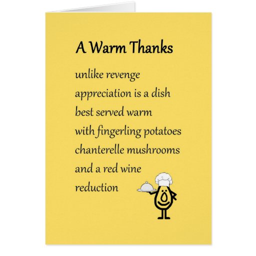 A Warm Thanks A Funny Thank You Poem Zazzle