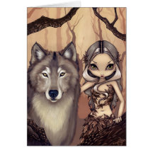 "A Wolfish Friend" Greeting Card