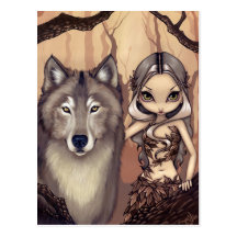 "A Wolfish Friend" Postcard