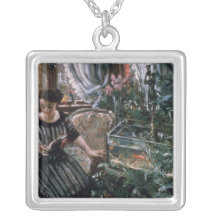 A Woman Reading near a Goldfish Tank Necklaces