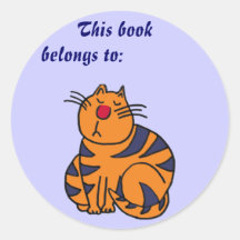 AB- Cute Funny Cat Book Sticker