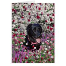 Abby in Flowers – Black Lab Dog Card