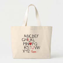 ABC I Heart You Personalised Canvas Bag