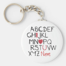 ABC I Heart You Personalised Keychains