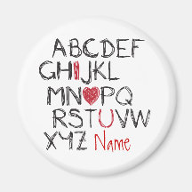 ABC I Heart You Personalised Magnets