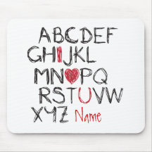 ABC I Heart You Personalised Mouse Pad