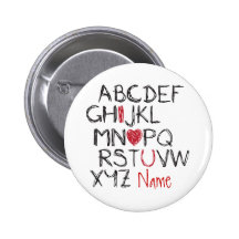 ABC I Heart You Personalised Pins