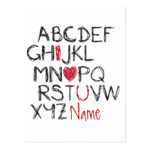 ABC I Heart You Personalised Post Card
