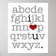 abc i♥u. print