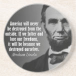 Abe Lincoln Quotation on Freedom Drink Coaster