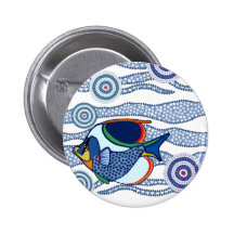 Aboriginal Dot Art Fish-01 Button