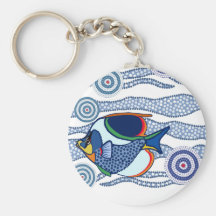 Aboriginal Dot Art Fish-01 Key Chain