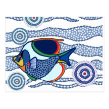 Aboriginal Dot Art Fish-01 Post Cards