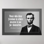 Abraham Lincoln Quote on Slavery and Freedom Poster
