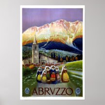 Abruzzo restored vintage Italian travel Poster