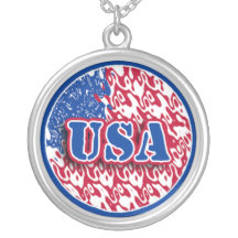 Abstract American Flag Necklace
