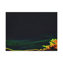 Abstract Art Dark Sunset Tree Neon Lights Stretched Canvas Prints