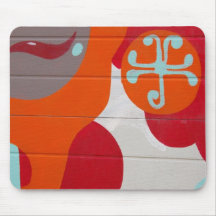 Abstract Art Orange Red Blue Design Mouse Pad