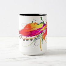Abstract Bird of Paradise Paint Splatters Mugs