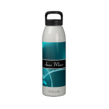 Abstract Blue Personalised H2O Bottle Reusable Water Bottle