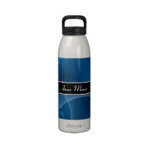 Abstract Blue Personalised H2O Bottle Reusable Water Bottle