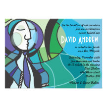 Abstract Boy with Tallis Bar Mitzvah Invitation