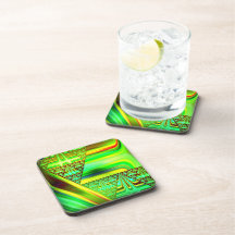 Abstract Christmas Tree in Green Coaster