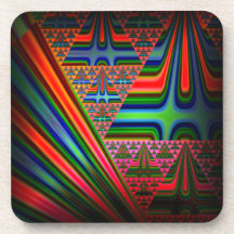 Abstract Christmas Tree in Red Cork Coaster