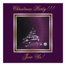 Abstract Christmas Tree Party  purple Invitation