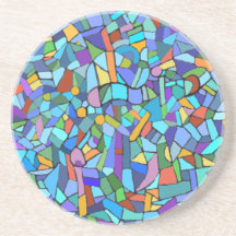 Abstract Colourful Blue Mosaic Pattern Beverage Coaster