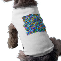 Abstract Colourful Blue Mosaic Pattern Pet Tshirt