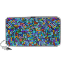 Abstract Colourful Blue Mosaic Pattern iPod Speakers