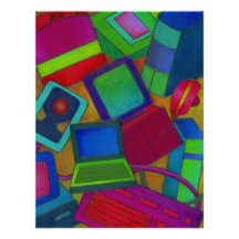Abstract colourful Computer Announcement invitatio