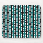 Abstract Columns - Green and Black on White mousepads