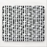Abstract Columns - White and Grey on Black mousepads