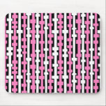 Abstract Columns - White and Pink on Black mousepads